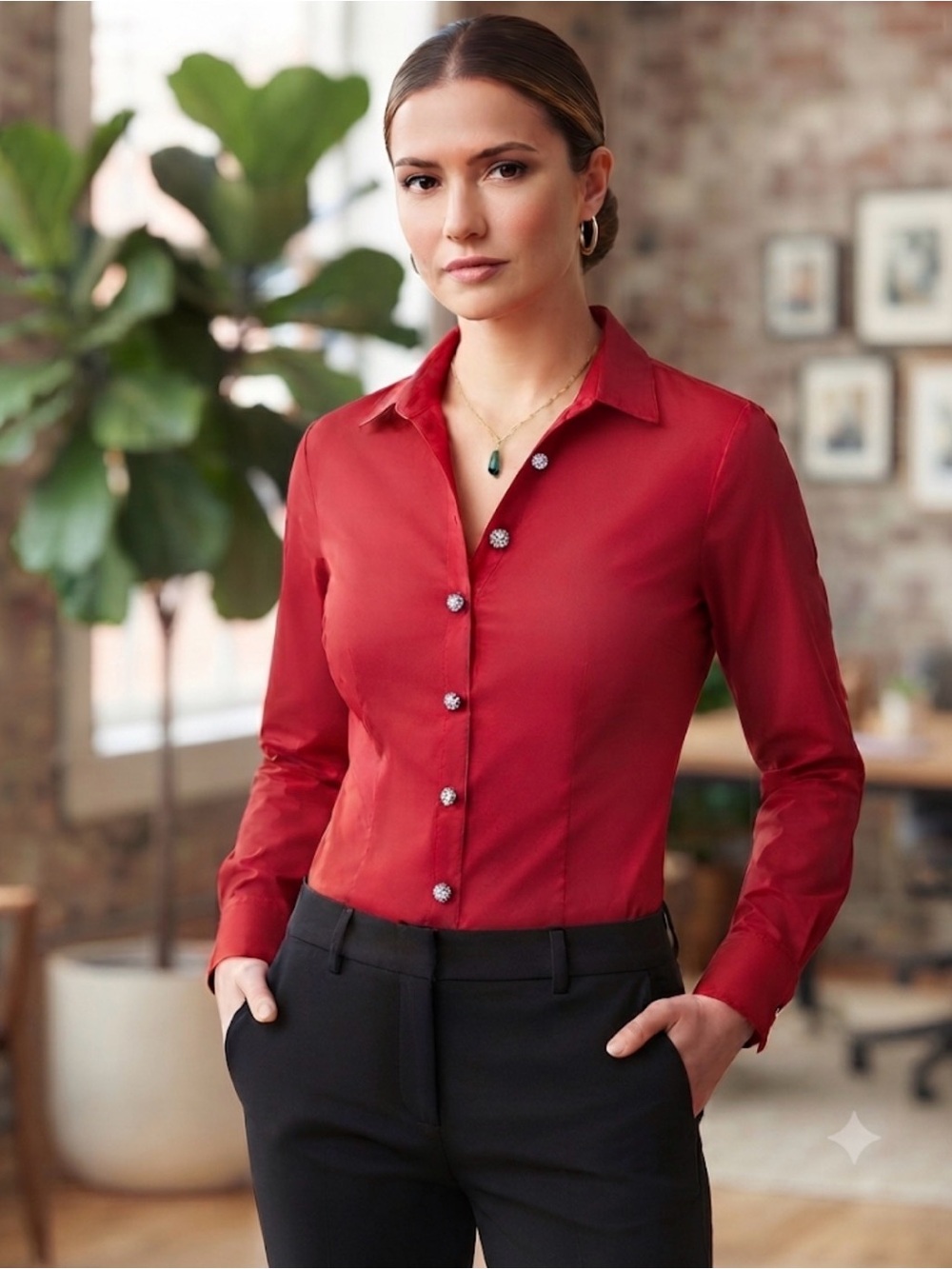 Simple Maroon Red Button Down Shirt